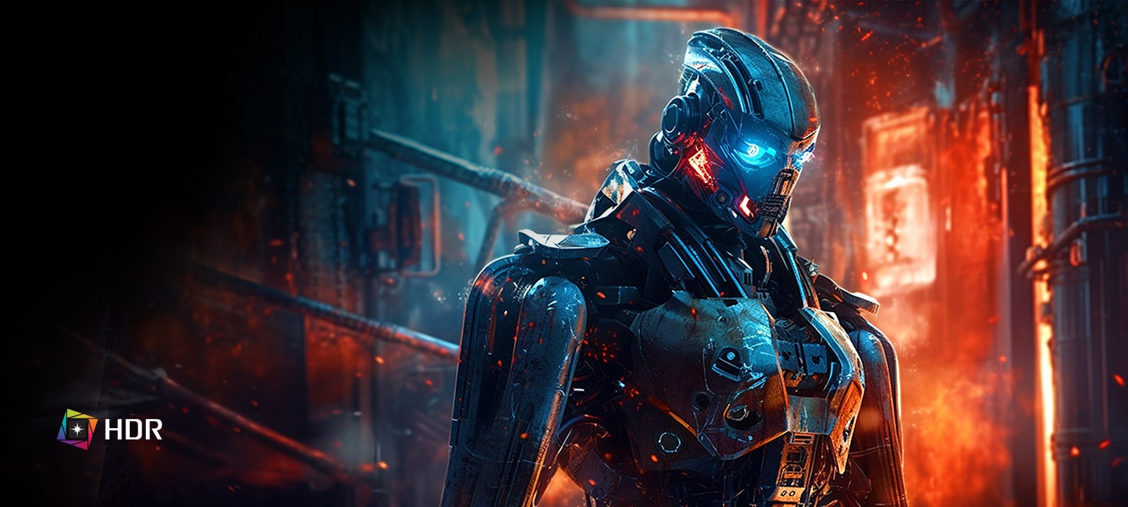 High-definition color robot image reproduced in HDR10.	