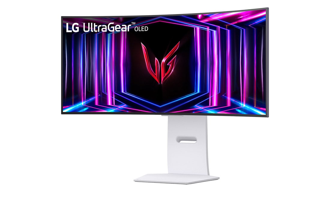 LG 33.9英寸 UltraGear™ OLED 新款 800R曲面屏电竞显示器 | 21:9 Ultra-WQHD 240Hz, 0.03ms (GtG), DisplayHDR True Black 400, -15°側面, 34GS95QE-W, thumbnail 2