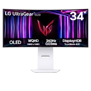 LG 33.9英寸 UltraGear™ OLED 新款 800R曲面屏电竞显示器 | 21:9 Ultra-WQHD 240Hz, 0.03ms (GtG), DisplayHDR True Black 400, 正面画像, 34GS95QE-W, thumbnail 1