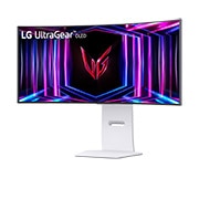LG 33.9英寸 UltraGear™ OLED 新款 800R曲面屏电竞显示器 | 21:9 Ultra-WQHD 240Hz, 0.03ms (GtG), DisplayHDR True Black 400, -15°側面, 34GS95QE-W, thumbnail 2
