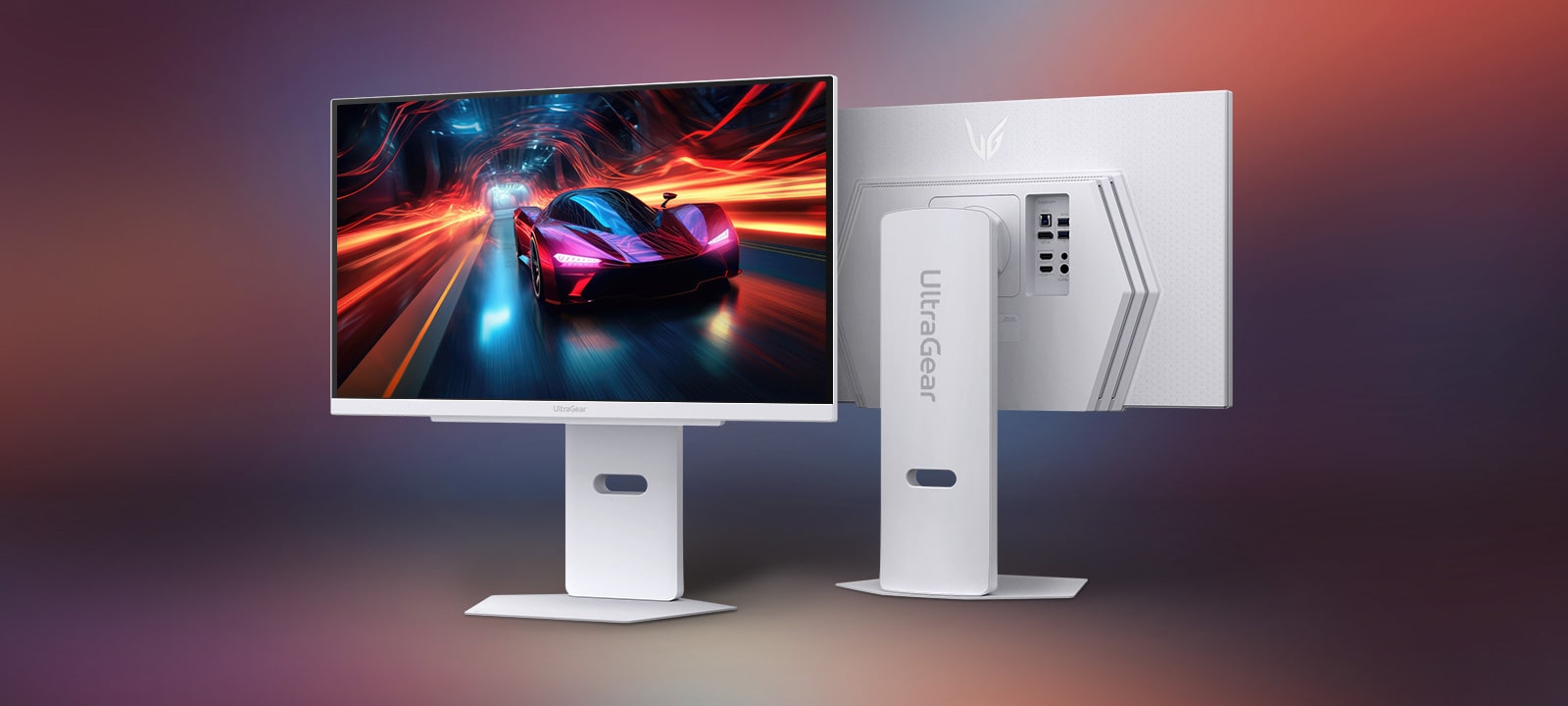 Two monitor images showing the front and back of the monitor.