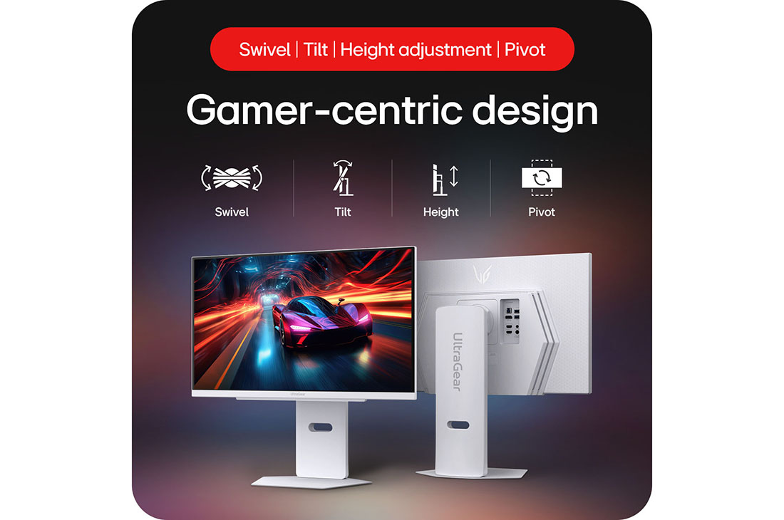 LG 27” UltraGear™ QHD Nano IPS 180Hz (O/C 200Hz) 电竞显示器 | 1ms (GtG), DisplayHDR™ 400, 显示器的正面和背面。, 27GS86Q-W, thumbnail 16