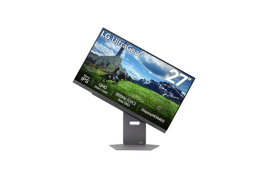 LG 27” UltraGear™ QHD Nano IPS 180Hz (O/C 200Hz) 电竞显示器 | 1ms (GtG), DisplayHDR™ 400, +45 度側視圖, 27GS86Q-B, thumbnail 4