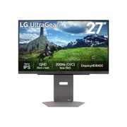 LG 27” UltraGear™ QHD Nano IPS 180Hz (O/C 200Hz) 电竞显示器 | 1ms (GtG), DisplayHDR™ 400, 正視圖, 27GS86Q-B, thumbnail 1