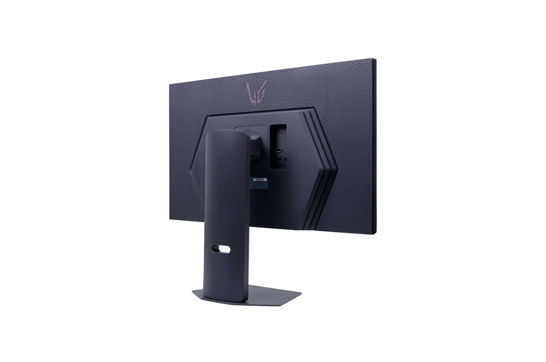 LG 32” LG UltraGear™ UHD  144Hz 刷新率电竞显示器, rear perspective view with lights on, 32GS94U-B, thumbnail 10