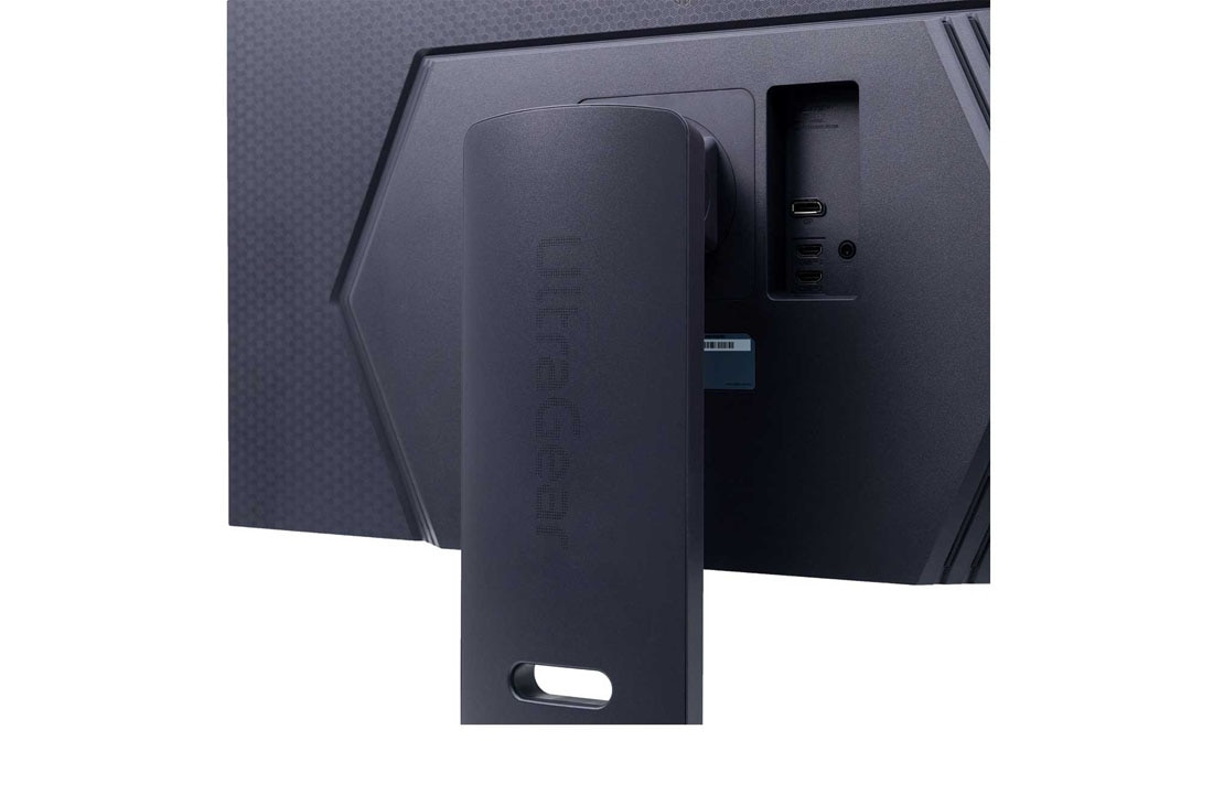 LG 32” LG UltraGear™ UHD  144Hz 刷新率电竞显示器, side view with monitor height moving downwards on with lights on, 32GS94U-B, thumbnail 14