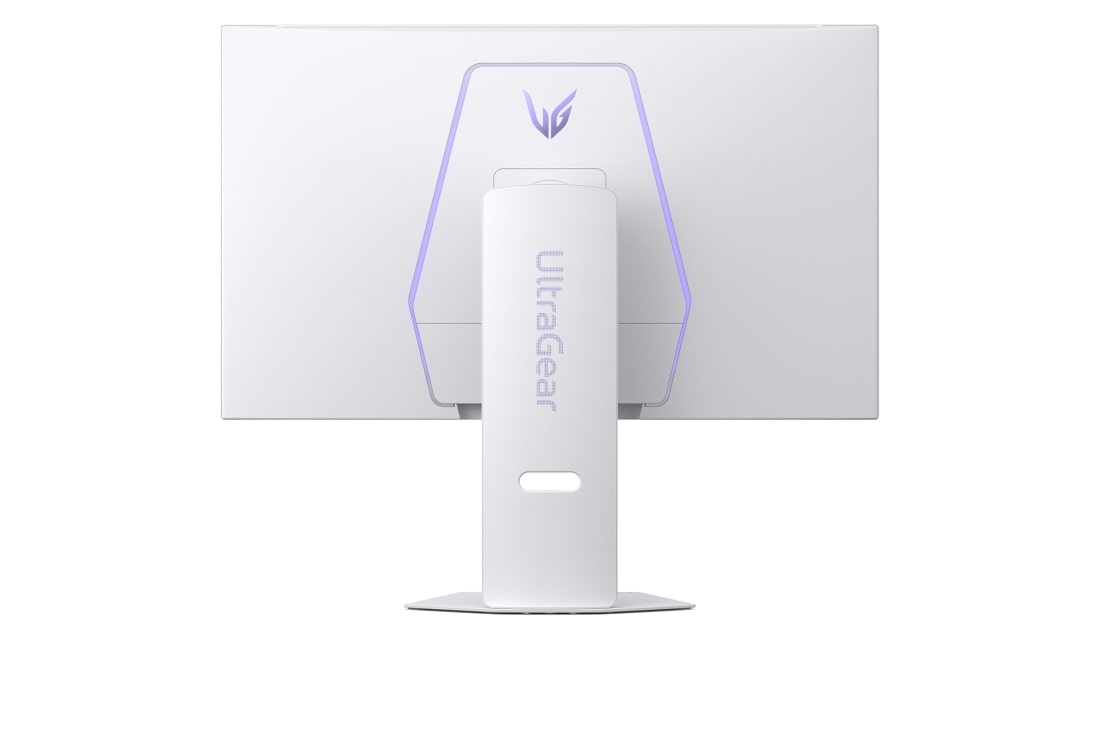 LG UltraGear™ 31.5英寸 144Hz UHD 4K 智能游戏显示器 | 1ms (GtG), webOS, rear view with lights on, 32G810SA-W, thumbnail 5