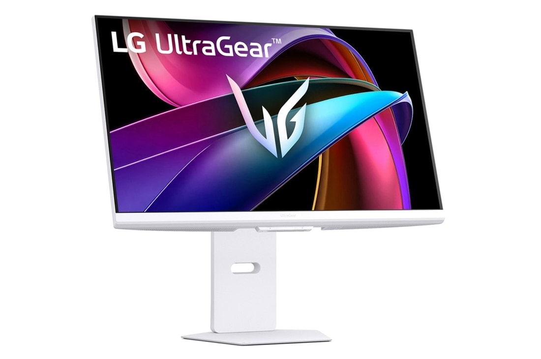 LG UltraGear™ 31.5英寸 144Hz UHD 4K 智能游戏显示器 | 1ms (GtG), webOS, +15 degree side view of a tilted monitor, 32G810SA-W, thumbnail 9
