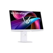 LG UltraGear™ 31.5英寸 144Hz UHD 4K 智能游戏显示器 | 1ms (GtG), webOS, +15 degree side view of a tilted monitor, 32G810SA-W, thumbnail 9