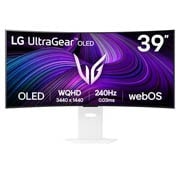 LG UltraGear™ 39英寸 OLED 240Hz WQHD 曲面屏智能游戏显示器 | webOS, 0.03ms (GtG), 240Hz, DisplayHDR True Black 400, front view, 39GX90SA-W, thumbnail 1