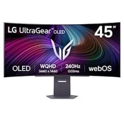 LG UltraGear™ 44.5英寸 OLED 240Hz WQHD曲面屏智能游戏显示器 | webOS, 0.03ms (GtG), 240Hz, DisplayHDR True Black 400, front view, 45GX90SA-B, thumbnail 1