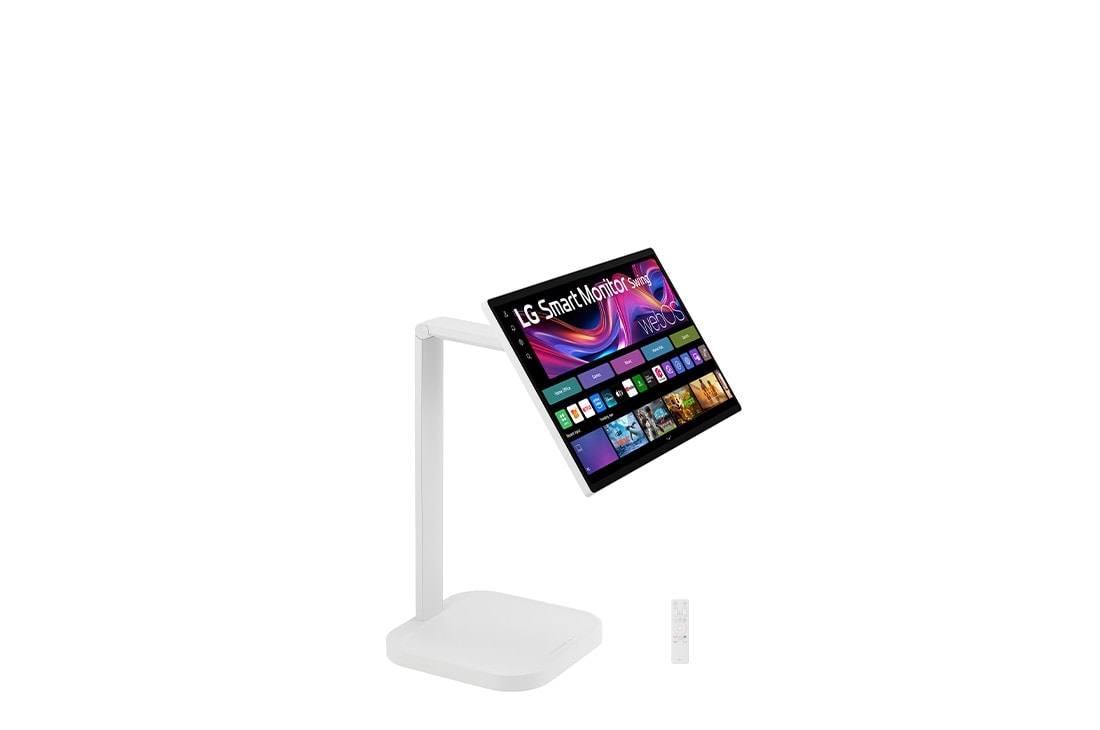 LG 31.5英寸 4K UHD IPS智能旋转触摸屏显示器，带旋转支架, Front view with remote control, 32U889SA-W