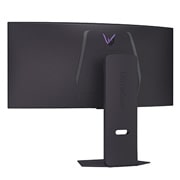 LG UltraGear™ 33.9英寸 OLED 240Hz WQHD 曲面屏电竞显示器 | 0.03ms (GtG), DisplayHDR True Black 400, USB-C (PD 65W) & HDMI 2.1, close-up view of the rear emblem lights off, 34GX900A-B, thumbnail 14