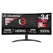 LG 34'' UltraWide QHD曲面屏显示器, front view , 34WR50QK-B, thumbnail 1