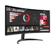 LG 34'' UltraWide QHD曲面屏显示器, -30 graders visning fra siden, 34WR50QK-B, thumbnail 4