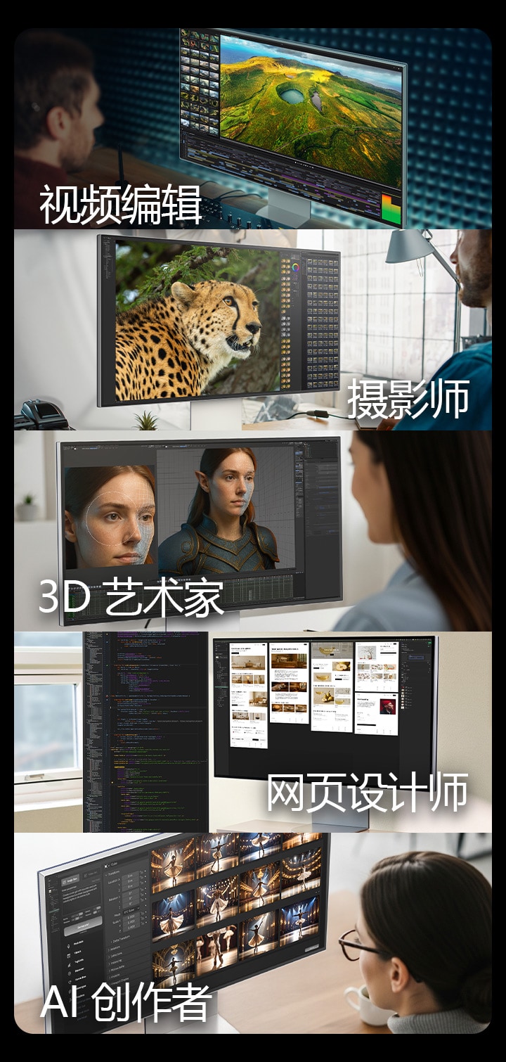 视频编辑 | 摄影师 | 3D 艺术家 | 网页设计师 | AI 创作者