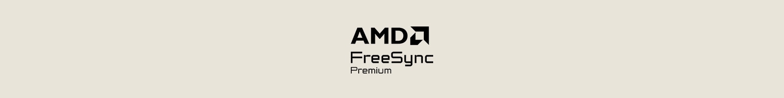 Image showing the AMD FreeSync™ Premium certification logo in black, centered on a light beige background.