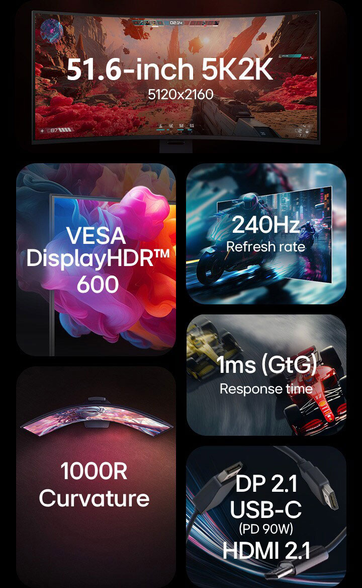 51.6英寸 UltraGear evo G9, 5K2K 240Hz电竞显示器