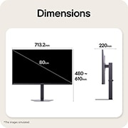 LG UltraGear™ G6电竞显示器, QHD 200Hz, 游戏显示器的前视图和侧视图，示出了其总体尺寸和轮廓设计。, 32G620B-B, thumbnail 12