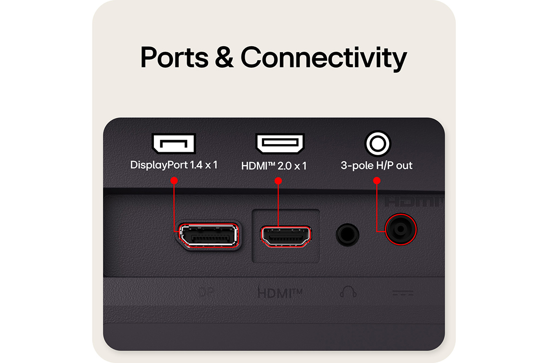 LG 27英寸 UltraGear™ G4, FHD 144Hz电竞显示器, 游戏显示器的背面视图，展示其连接端口，包括一个HDMI™ 2.0输入端口和一个DisplayPort 1.4端口。, 27G411B-B, thumbnail 11