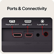 LG 27英寸 UltraGear™ G4, FHD 144Hz电竞显示器, 游戏显示器的背面视图，展示其连接端口，包括一个HDMI™ 2.0输入端口和一个DisplayPort 1.4端口。, 27G411B-B, thumbnail 11