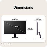 LG 27英寸 UltraGear™ G4, FHD 144Hz电竞显示器, 游戏显示器的正面与侧面视图，展示其整体尺寸及轮廓设计。, 27G411B-B, thumbnail 12