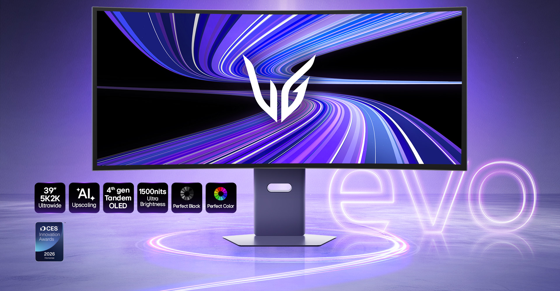 39 英寸 UltraGear evo OLED GX9 系列：搭载 AI 超分辨率技术的 39 英寸 5K2K 游戏显示器 (39GX950B)