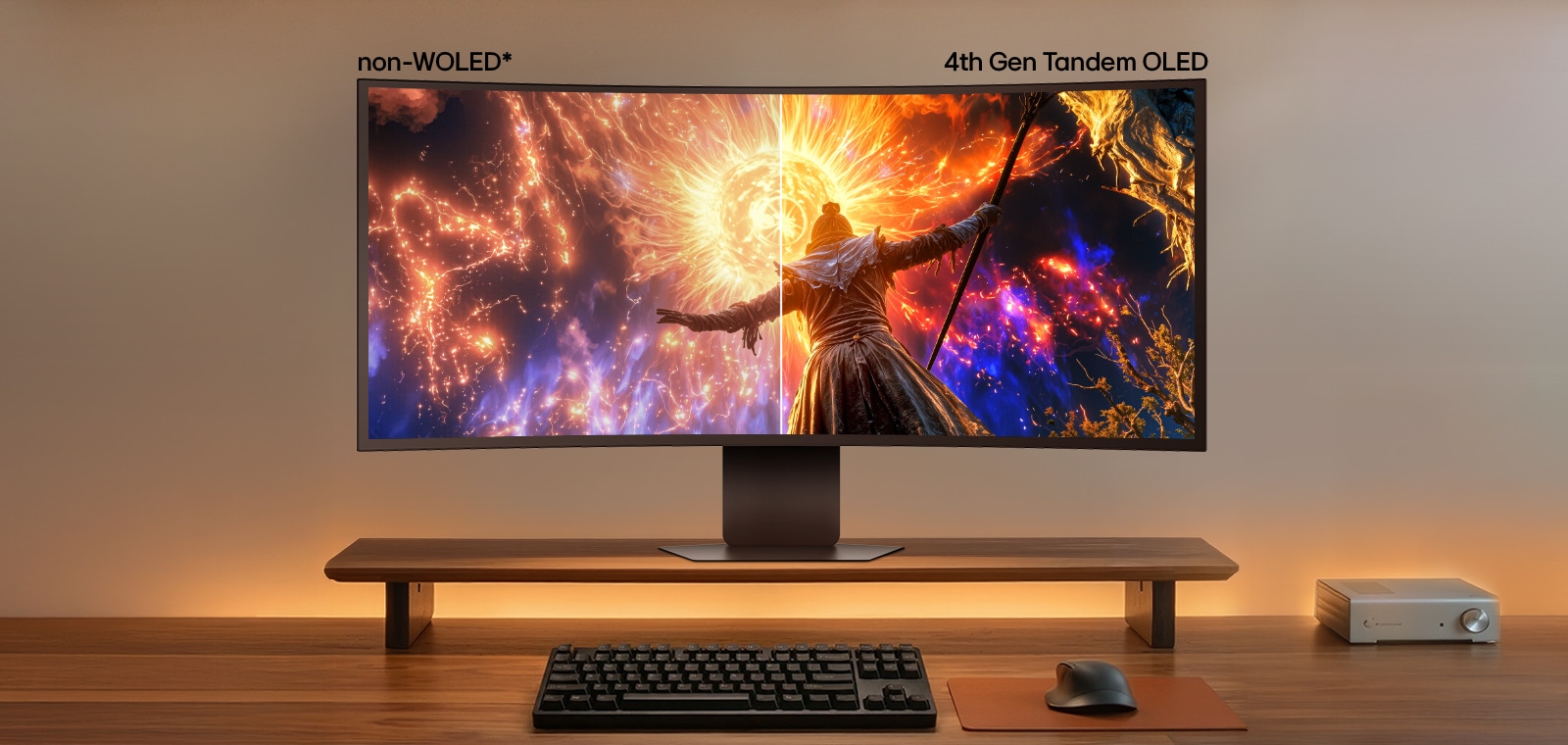 UltraGear gaming monitor (39GX950B) delivers perfect black levels and perfect colors with 4th Gen Tandem OLED technology.