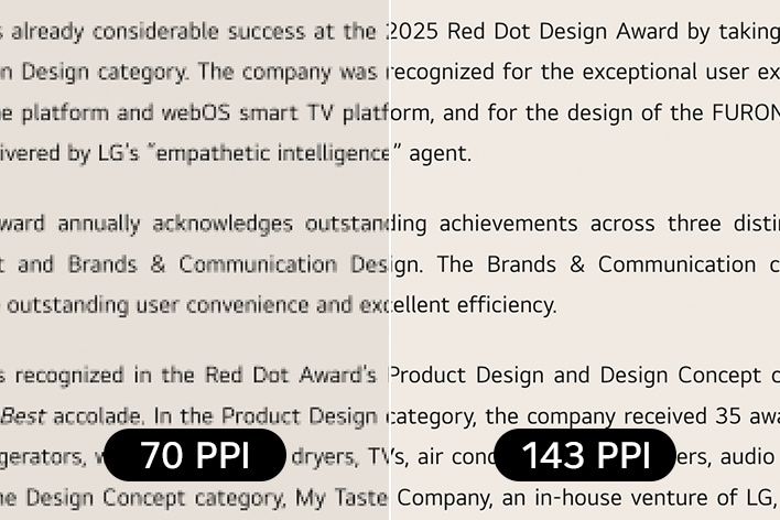 UltraGear gaming monitor (39GX950B) with 143 PPI for precision and clarity in productivity compared to 70 PPI