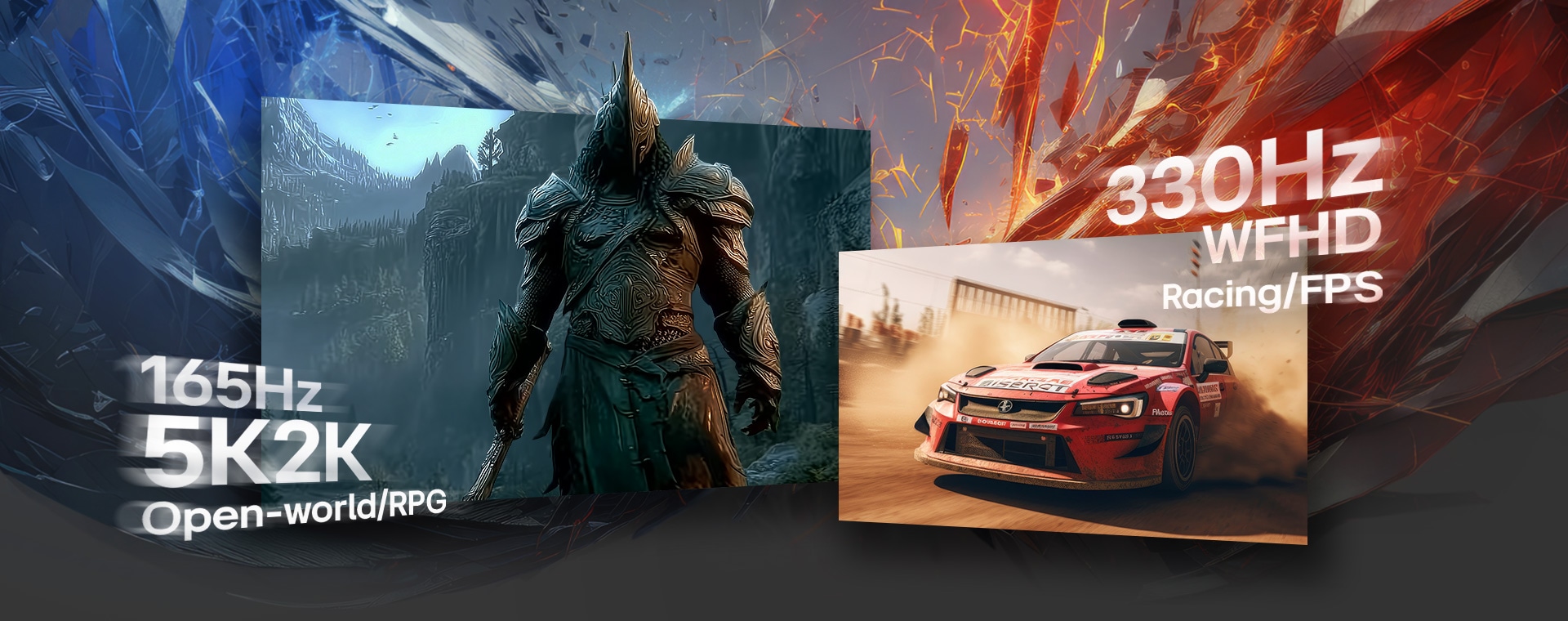 LG UltraGear gaming monitor (39GX950B) with Dual Mode, supporting 165Hz at 5K2K and 330Hz at WFHD for games from RPG to FPS