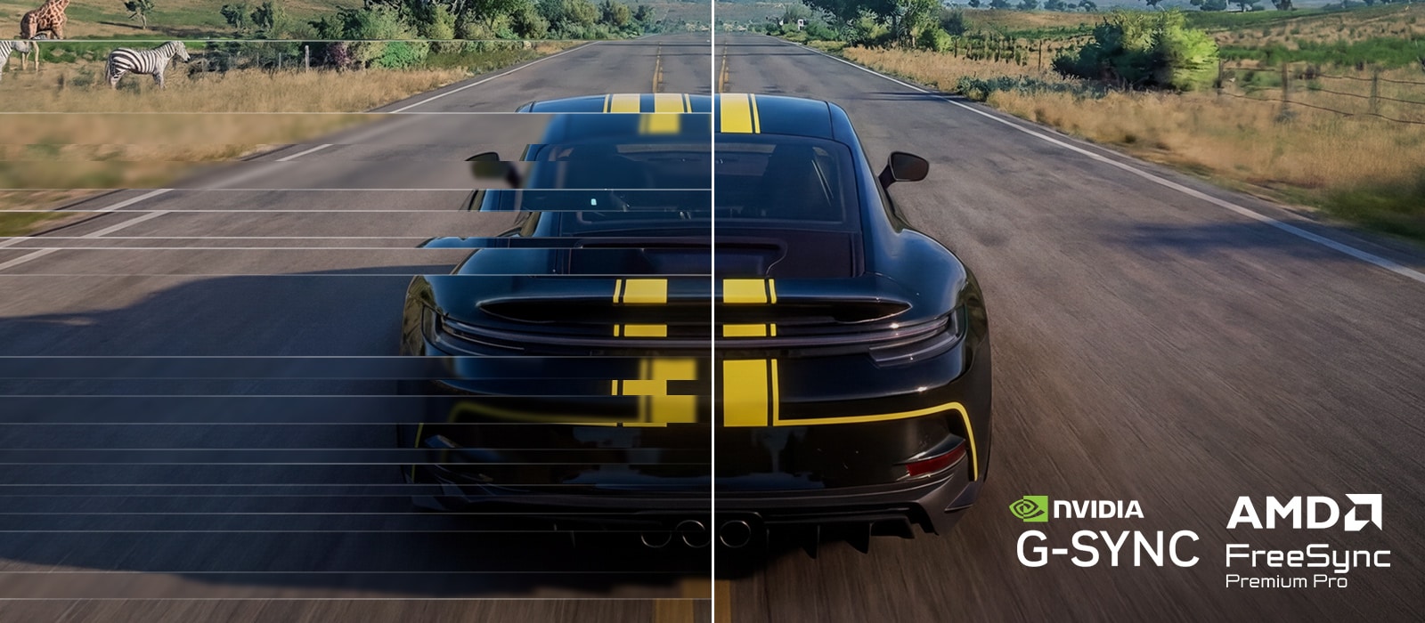 UltraGear gaming monitor (39GX950B) delivers smooth, tear-free racing gameplay with NVIDIA G-SYNC and AMD FreeSync Premium Pro