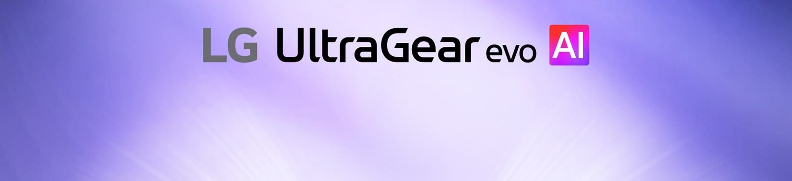 UltraGear™ evo AI logo in a futuristic, neon-lit room.