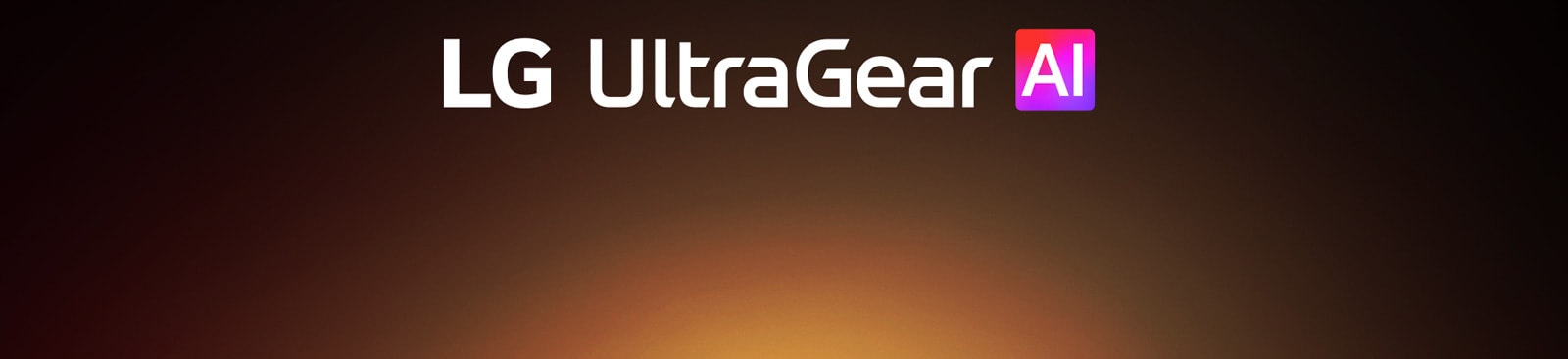 UltraGear™ AI logo in a futuristic, neon-lit room.