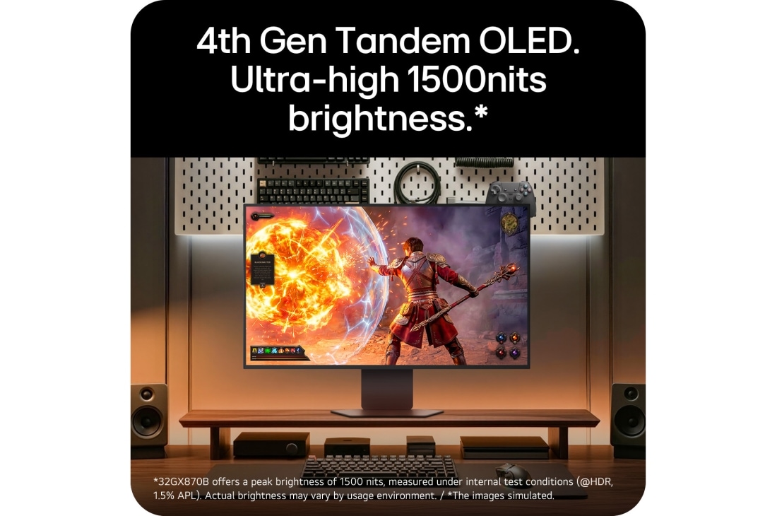 LG 31.5英寸 UltraGear GX8系列，全球首款 AI 超分技术 31.5英寸 4K 240Hz 第四代 Tandem OLED 显示器 , usp view, 32GX870B-B, thumbnail 8