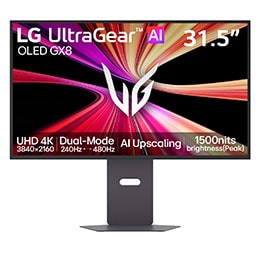 Front view of 31.5-inch UltraGear evo GX8, World's First AI Upscaling 31.5" 4K OLED Gaming Monitor (32GX870B)2