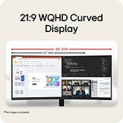 LG 34英寸 UltraWide, WQHD 曲面屏 (1800R) 120Hz 显示器, LG 34-inch 21:9 WQHD Curved display compared with 27-inch 16:9 screen, illustrating expanded horizontal workspace., 34U601B-B, thumbnail 5