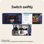 LG 34英寸 UltraWide, WQHD 曲面屏 (1800R) 120Hz 显示器, LG UltraWide Curved monitor showing LG Switch app interface for screen layout control and picture mode adjustment., 34U601B-B, thumbnail 8
