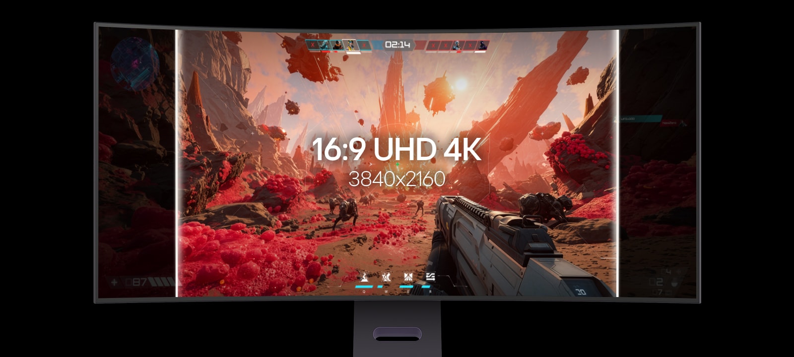 The display expands from a 16:9 4K UHD screen to a 21:9 5K2K gaming monitor for more immersive game visuals