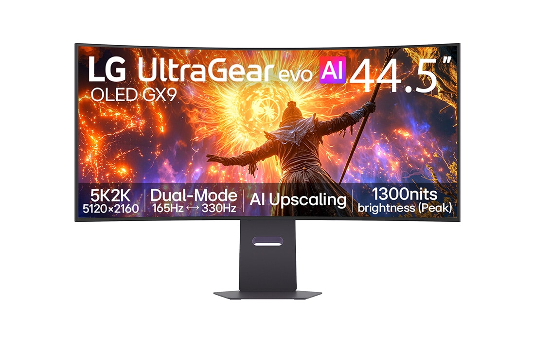 LG UltraGear™ evo GX9 系列，AI 超分技术 44.5英寸 5K2K OLED 电竞显示器, front open, 45GX950B-B, thumbnail 2