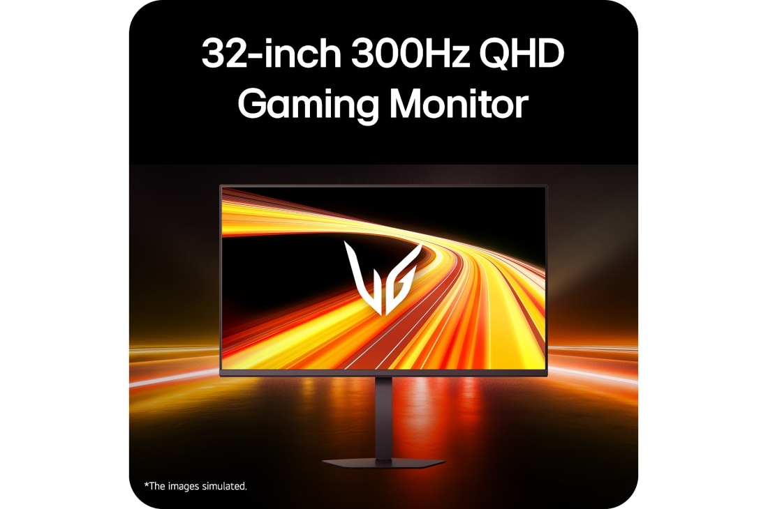 LG 31.5英寸 UltraGear™ G6, 300Hz QHD 电竞显示器, Front view of a gaming monitor displayed in a futuristic, neon-styled environment., 32G650B-B, thumbnail 4