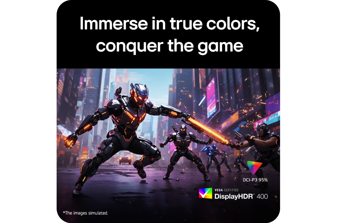 LG 31.5英寸 UltraGear™ G6, 300Hz QHD 电竞显示器, Futuristic battle scene displayed on a gaming monitor, showcasing vivid colors with a 93% DCI-P3 color gamut and VESA DisplayHDR™ 400 certification., 32G650B-B, thumbnail 6