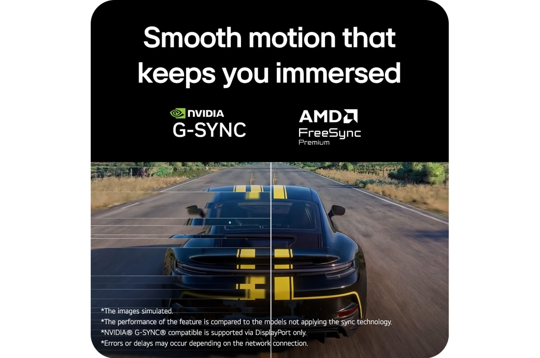 LG 31.5英寸 UltraGear™ G6, 300Hz QHD 电竞显示器, Racing scene from Assetto Corsa Competizione displayed on a gaming monitor, featuring Adaptive Sync support with NVIDIA G-SYNC and AMD FreeSync Premium for smooth, tear-free gameplay., 32G650B-B, thumbnail 9