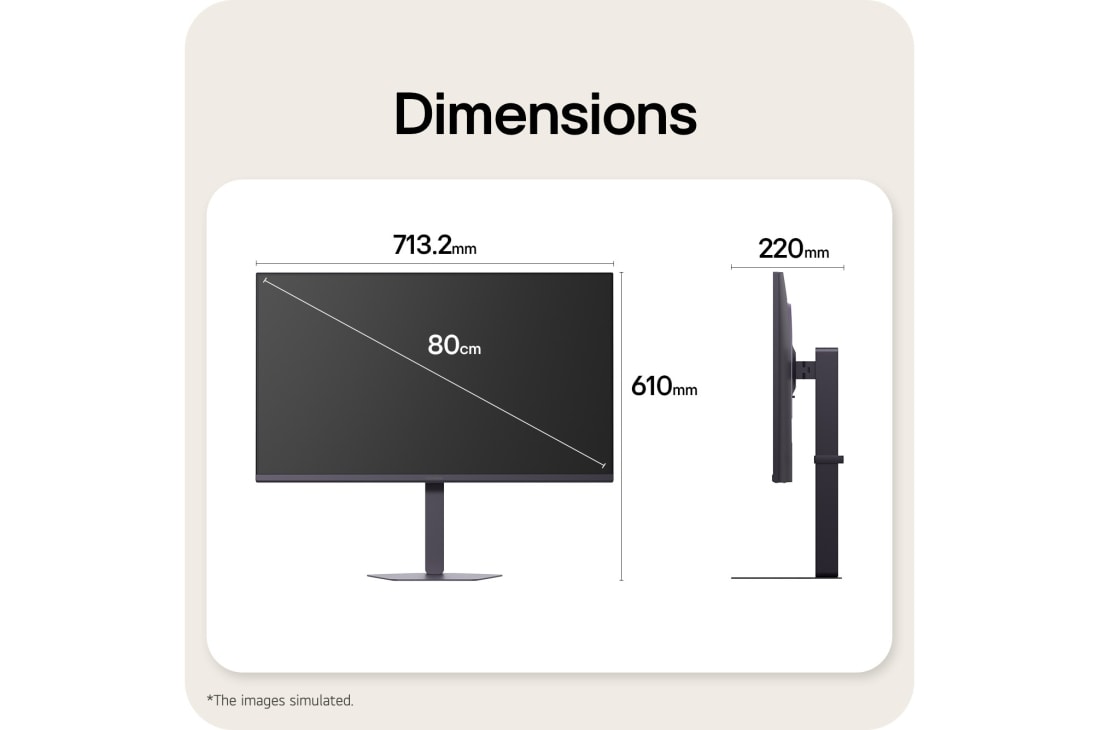 LG 31.5英寸 UltraGear™ G6, 300Hz QHD 电竞显示器, Front and side views of a gaming monitor illustrating its overall dimensions and profile design., 32G650B-B, thumbnail 13
