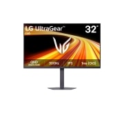 LG 31.5英寸 UltraGear™ G6, 300Hz QHD 电竞显示器, This image shows the front view of the LG UltraGear G6 32-inch gaming monitor, featuring IPS display with QHD (2560×1440) resolution, a 300Hz refresh rate, and 1ms (GtG), emphasizing fast performance , 32G650B-B, thumbnail 1