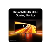 LG 31.5英寸 UltraGear™ G6, 300Hz QHD 电竞显示器, Front view of a gaming monitor displayed in a futuristic, neon-styled environment., 32G650B-B, thumbnail 4