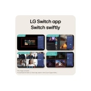 LG 31.5英寸 UltraGear™ G6, 300Hz QHD 电竞显示器, This image highlights the LG Switch app interface, showing features such as Dual mode, Smart screen split, launching a video call, and Personalized Picture Wizard for smarter control and seamless scre, 32G650B-B, thumbnail 11