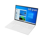 LG 2021年LG gram 16轻型笔记本电脑，采用第11代英特尔<sup>®</sup>酷睿™处理器，16:10 2K显示屏及英特尔<sup>®</sup> Evo™平台, -30度侧视图，机盖打开, 16Z90P-G.AA54C, thumbnail 4