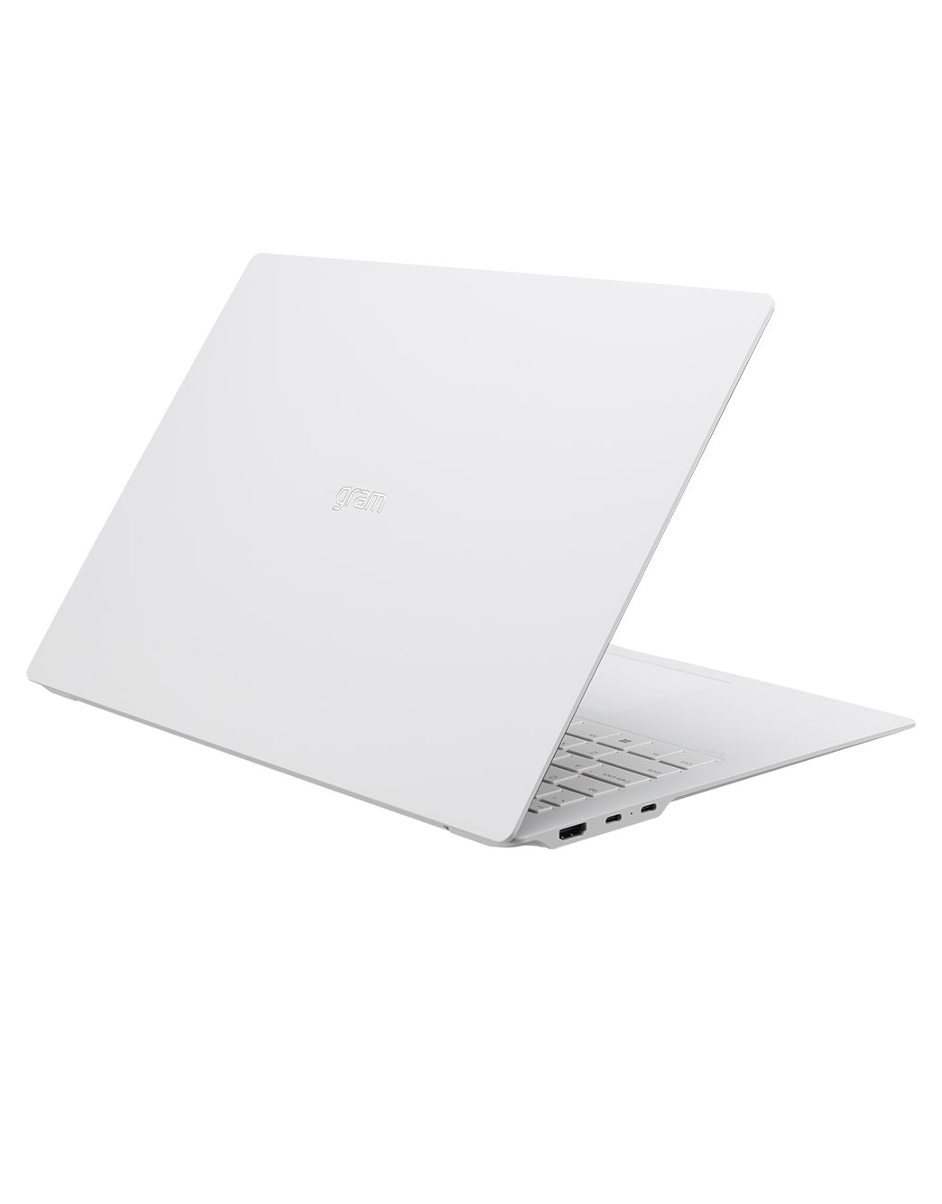 LG gram pro 16寸超薄笔记本/Pro-grade visuals/16:10防眩光IPS显示屏/Intel® Core™ Ultra 7处理器, -30 degree rear view and cover half open, 16Z90SP-G.AL87C