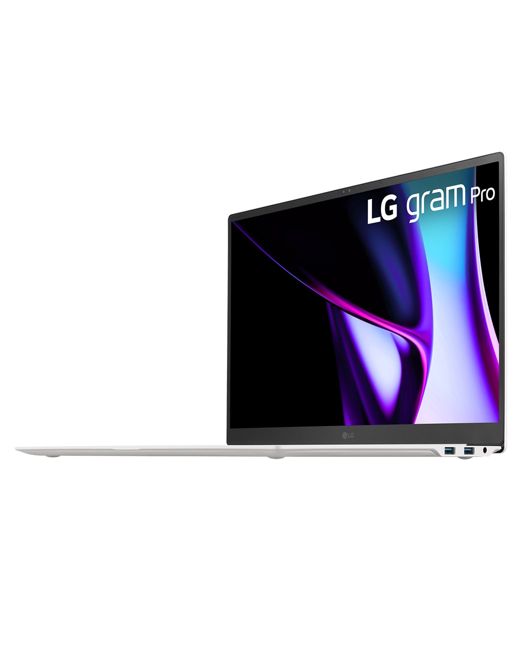 LG gram pro 16寸超薄笔记本/Pro-grade visuals/16:10防眩光IPS显示屏/Intel® Core™ Ultra 7处理器, -30 degree side view and cover open, 16Z90SP-G.AL87C