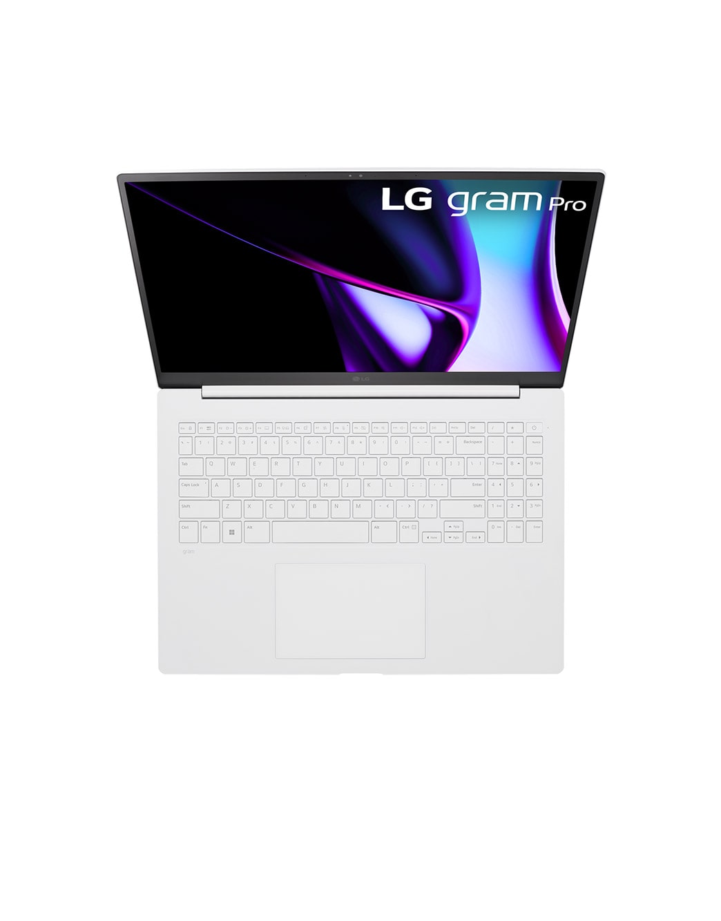 LG gram pro 16寸超薄笔记本/Pro-grade visuals/16:10防眩光IPS显示屏/Intel® Core™ Ultra 7处理器, Top view and cover open, 16Z90SP-G.AL87C